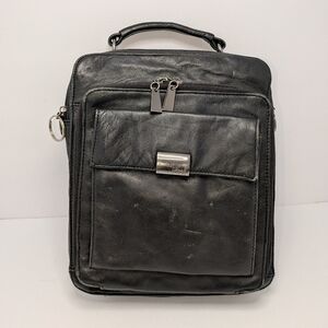 Pelle Studio Wilsons Black Leather Bag 3 Compartment Shoulder Bag Unisex